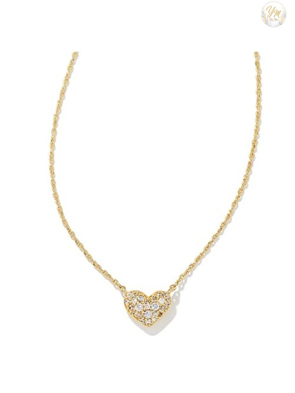 Gold Plated Cubic Zirconia Heart Pendant Necklace 19 inch